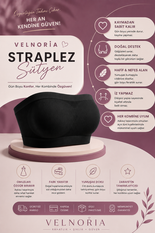 Velnoria StayFit Kaymaz Straplez Sütyen